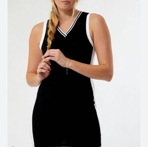 Vintage 90s Sporty Spice M Basics Black & White Athleisure Mini Dress Size M